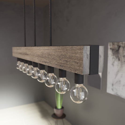 Hunter Donelson 9 -Light Matte Brown Transitional Wood For Use in Bedrooms, Dining Rooms, Foyers, Kitchens, Living Rooms Chandelier 3848147