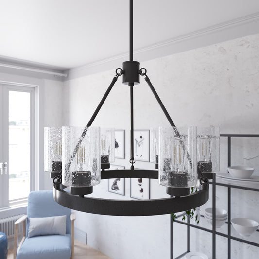 Hunter Hartland 6 -Light Matte Bronze Farmhouse For Use in Bedrooms, Dining Rooms, Foyers, Kitchens, Living Rooms Chandelier 3848161