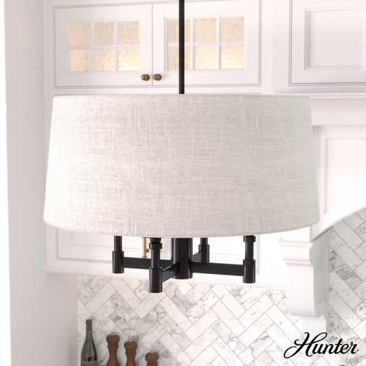 Hunter Briargrove 4 -Light Matte Black Transitional For Use in Bedrooms, Dining Rooms, Foyers, Kitchens, Living Rooms Chandelier 5281521