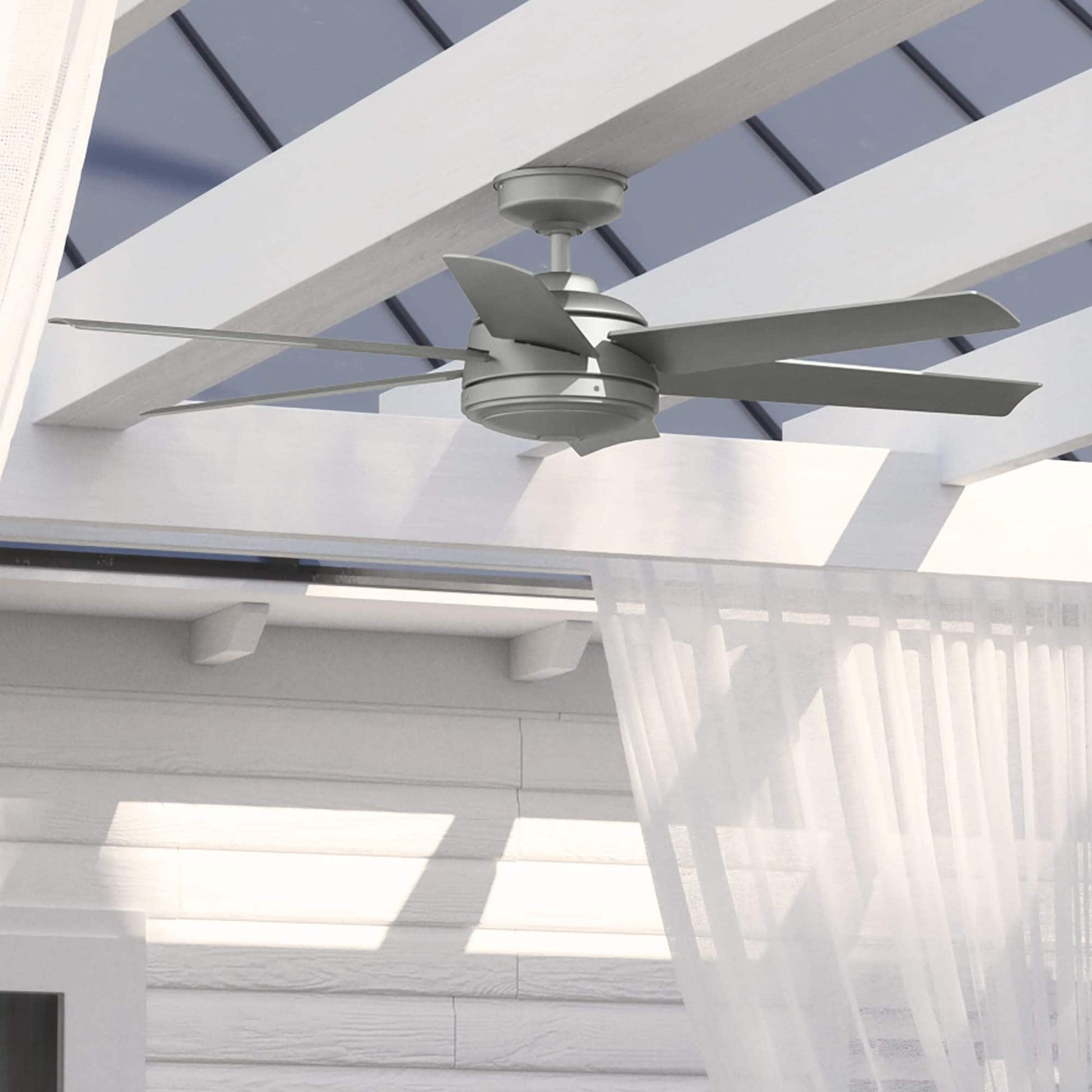 Hunter Jetty WeatherMax 52-in Outdoor Matte Silver with Matte Silver Blades Ceiling Fan Without Light ( 6 -Blade ) 4963831