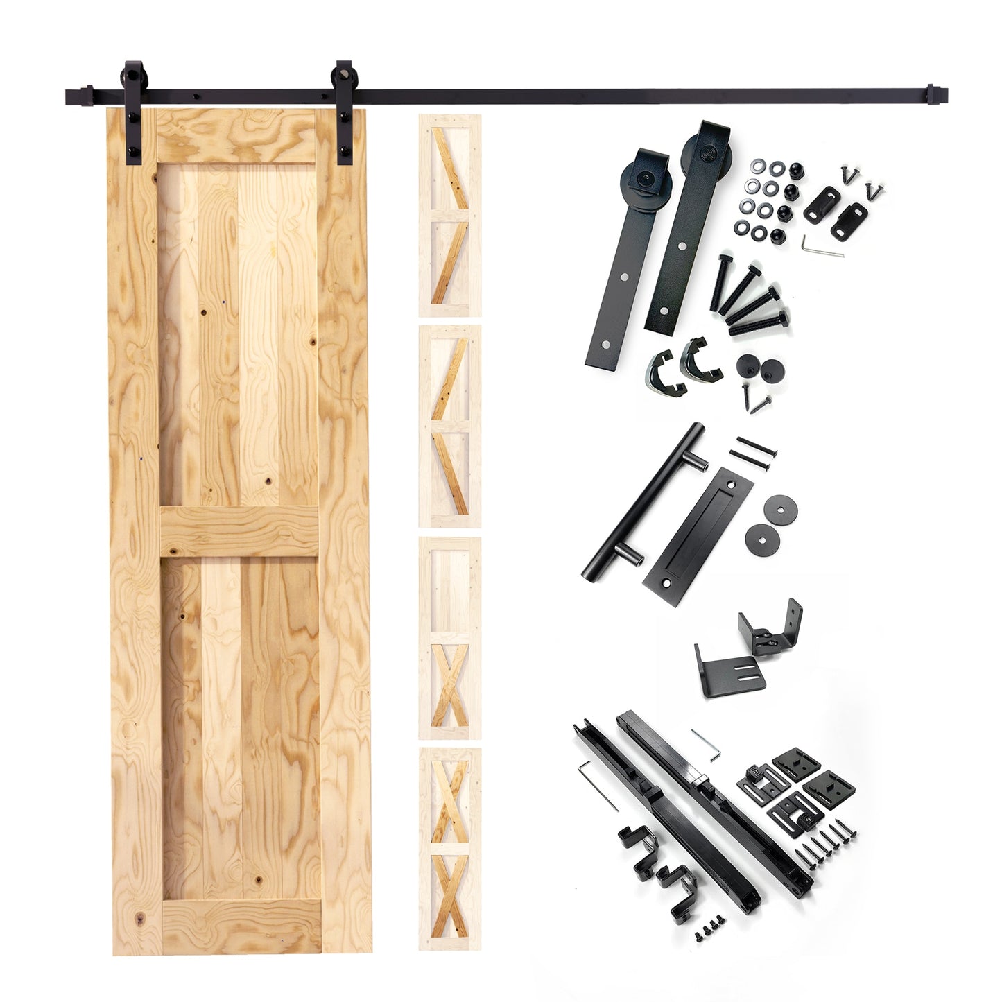 HOMACER 26-in x 84-in Unfinished Unfinished Pine Wood Solid core Single Barn Door (Hardware Included)