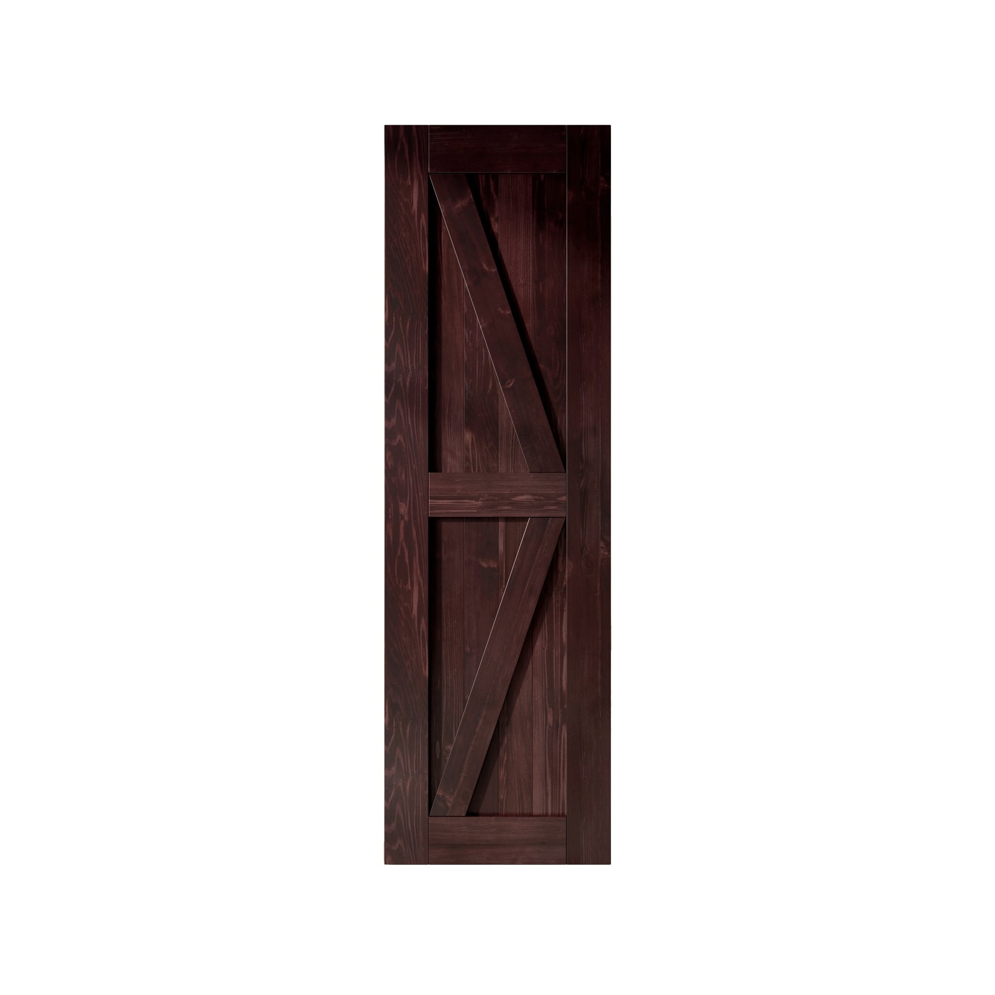 HOMACER 30-in x 84-in Red Mahogany K-frame Pine Wood Solid core Single Barn Door (Hardware Not Included)