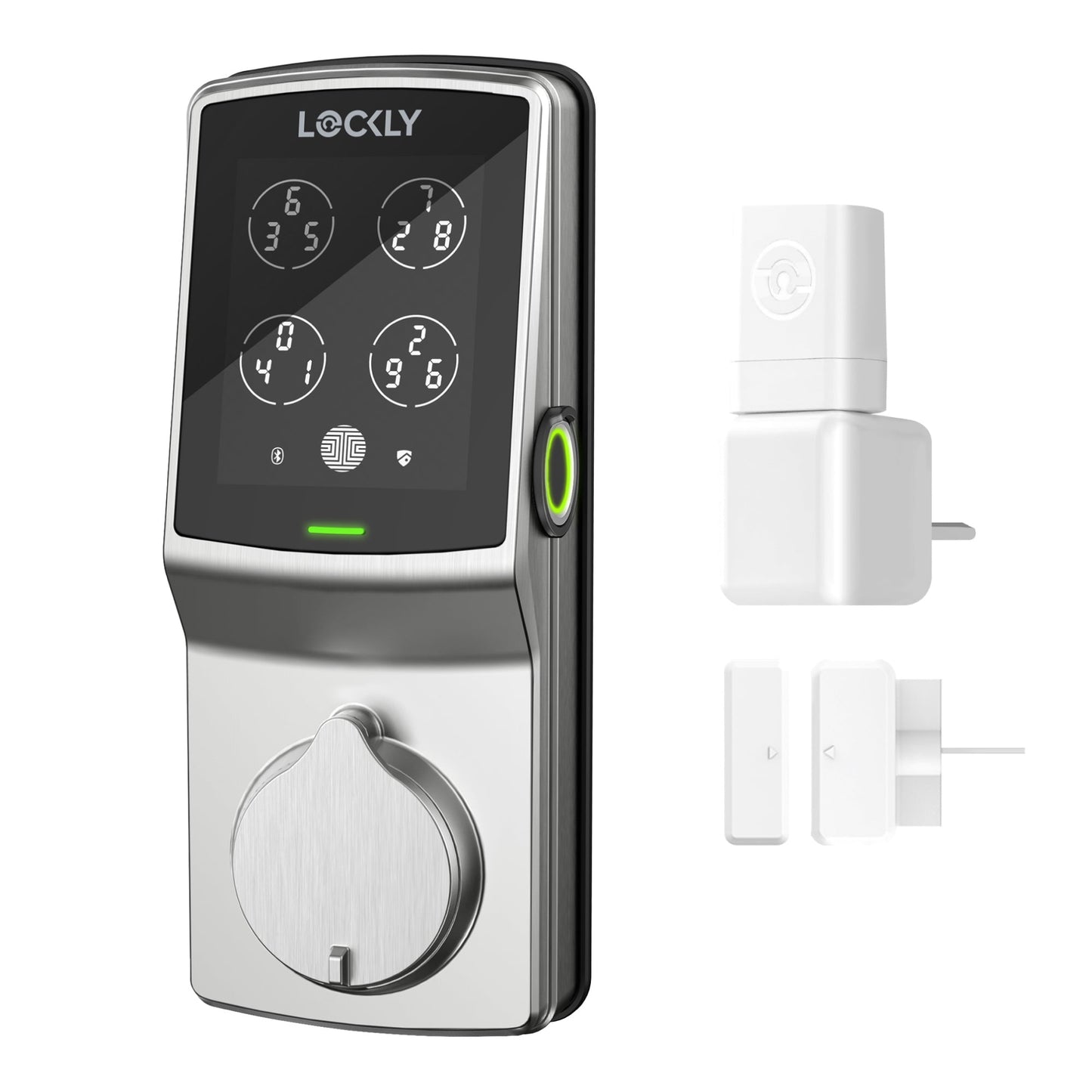 Lockly Secure Pro Deadbolt Satin Nickel Smart Lock Electronic Deadbolt with Wifi Bluetooth and Fingerprint Touchscreen Keypad PGD728W-SN