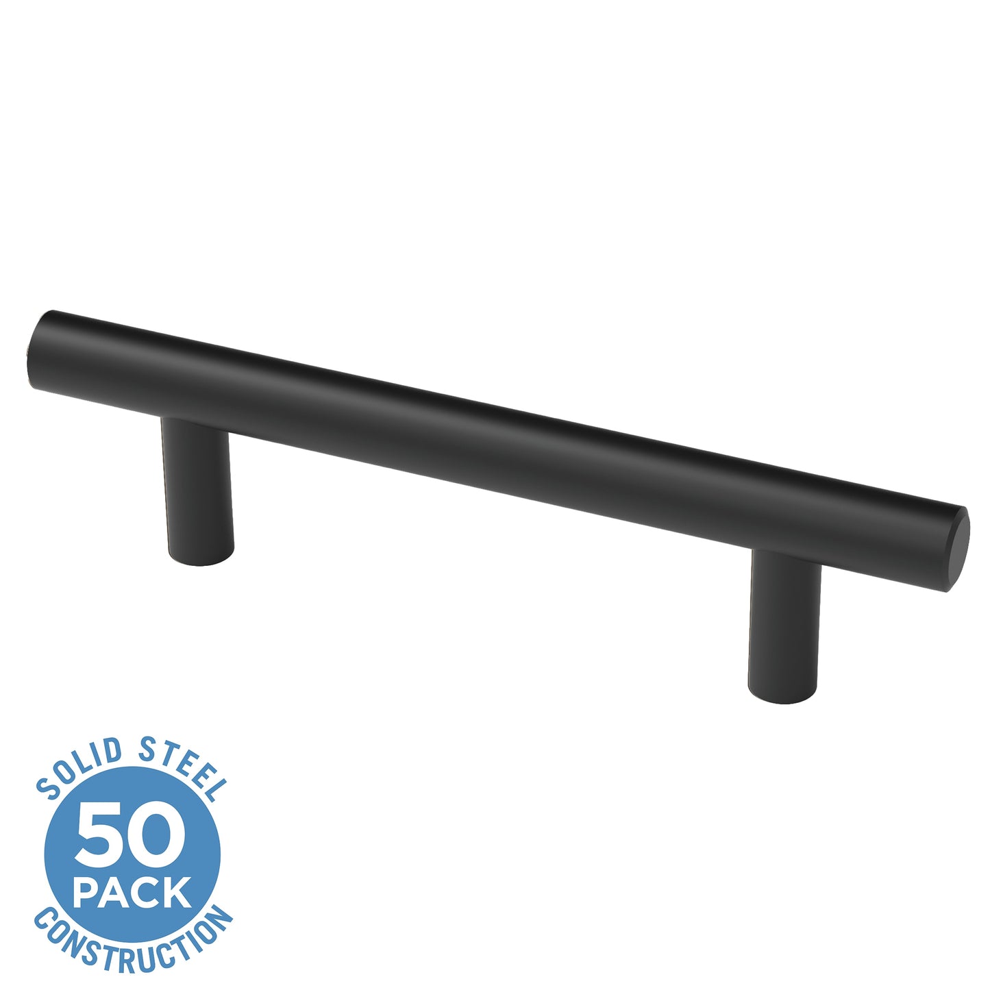 Brainerd Bar 3-3/4-in (96Mm) Center to Center Matte Black Cylindrical Bar Drawer Pulls (50-Pack) BAR096W-FB-K4