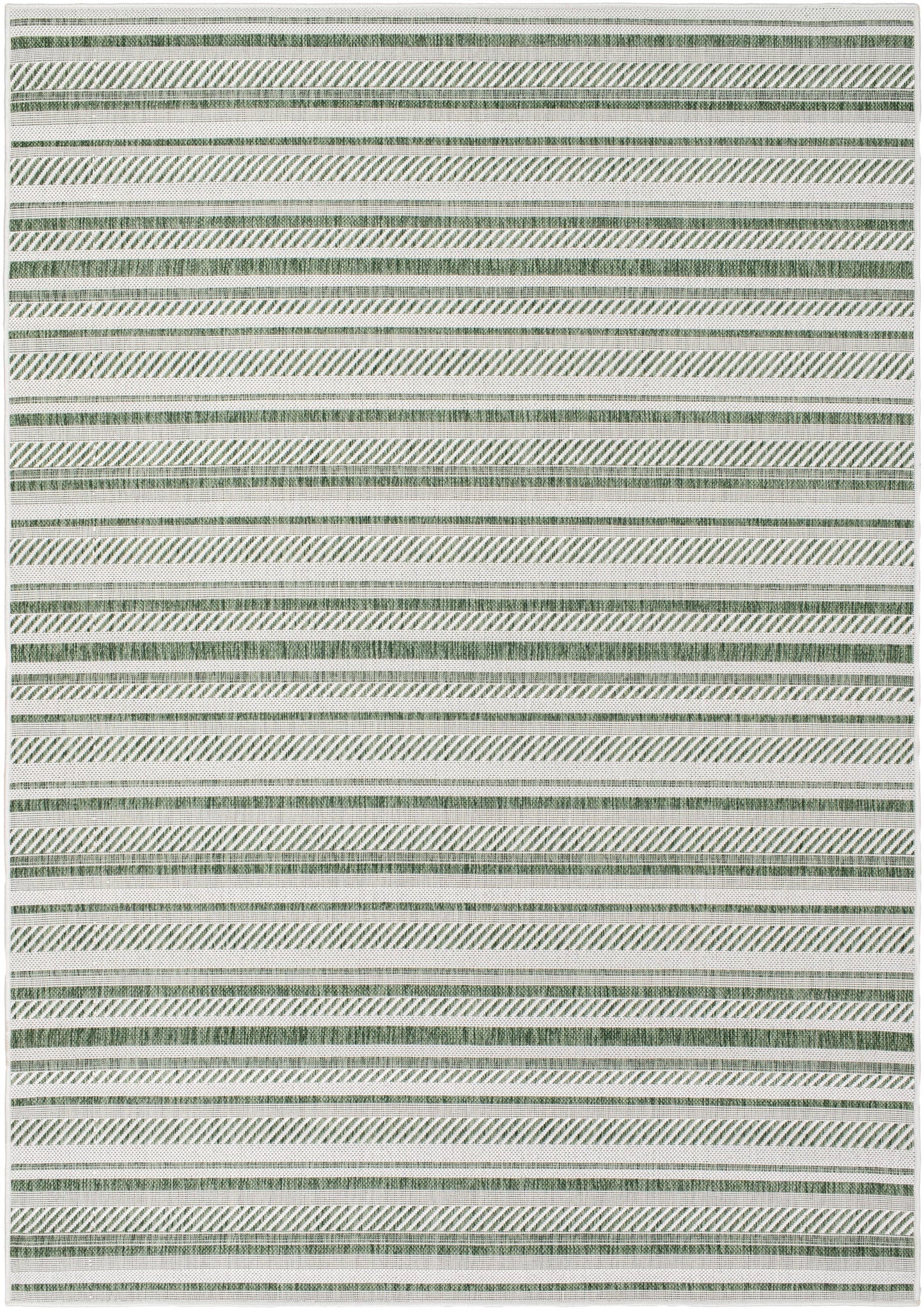 Livabliss Eagean 7 x 10 (ft) Polypropylene Green Rectangular Outdoor Stripe Area rug