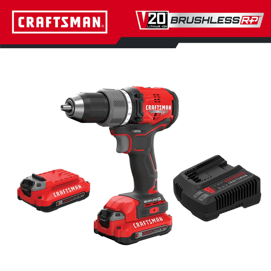 CRAFTSMAN V20 RP 20-volt Max 1/2-in Keyless Brushless Cordless Drill (2-Batteries Included, Charger Included and Soft Bag included) CMCD713C2