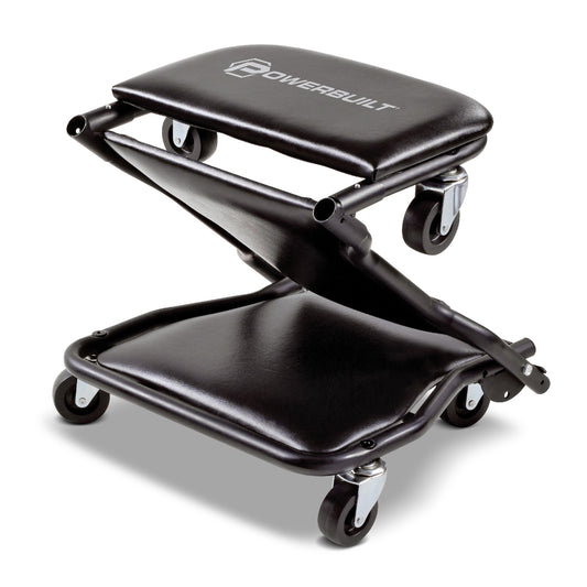 Powerbuilt Convertible Work Seat with Backrest and Padded Headrest, Black, 9.25-in x 22.5-in 620469