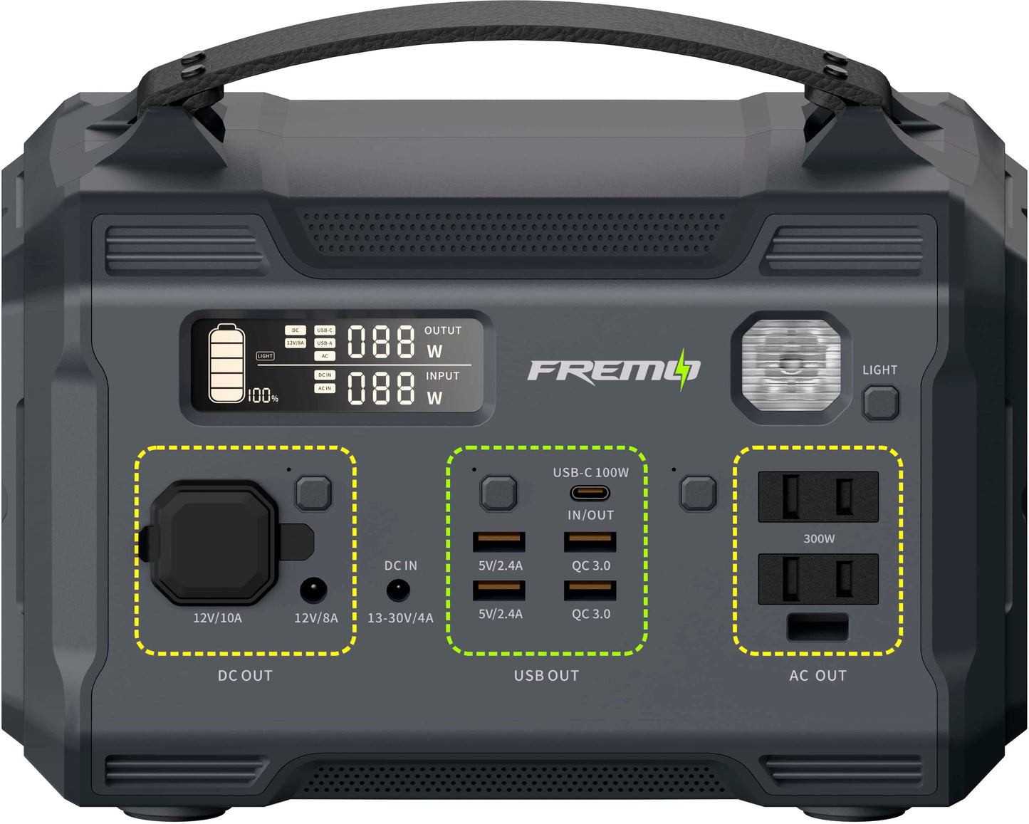 Fremo - X300 276 Watt Battery Powered Portable Generator - Grey