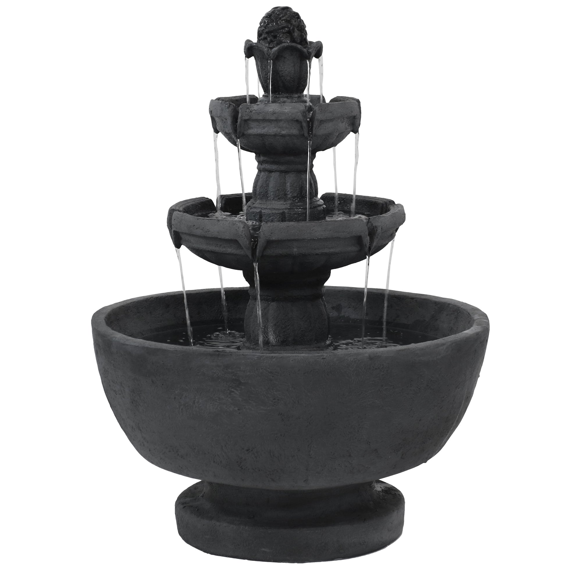 Sunnydaze Decor 34-in H Resin Tiered Outdoor Fountain Pump Included