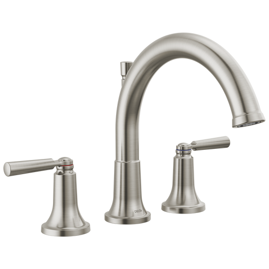 Delta Saylor Stainless 2-handle Deck-mount Roman Low-arc Bathtub Faucet