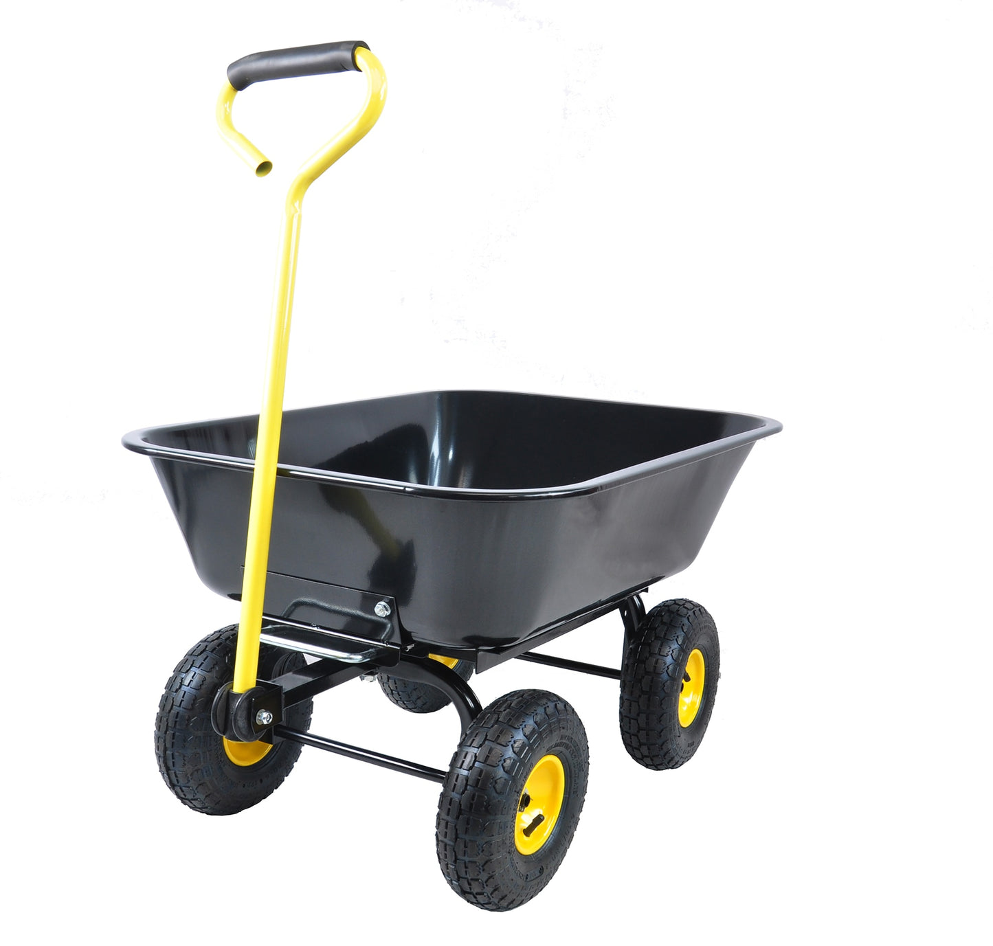 Damerin Black Utility Cart with Pneumatic Tires - Durable and Efficient Dump Truck Tool for Home Garden Outdoor Use 1011GC12