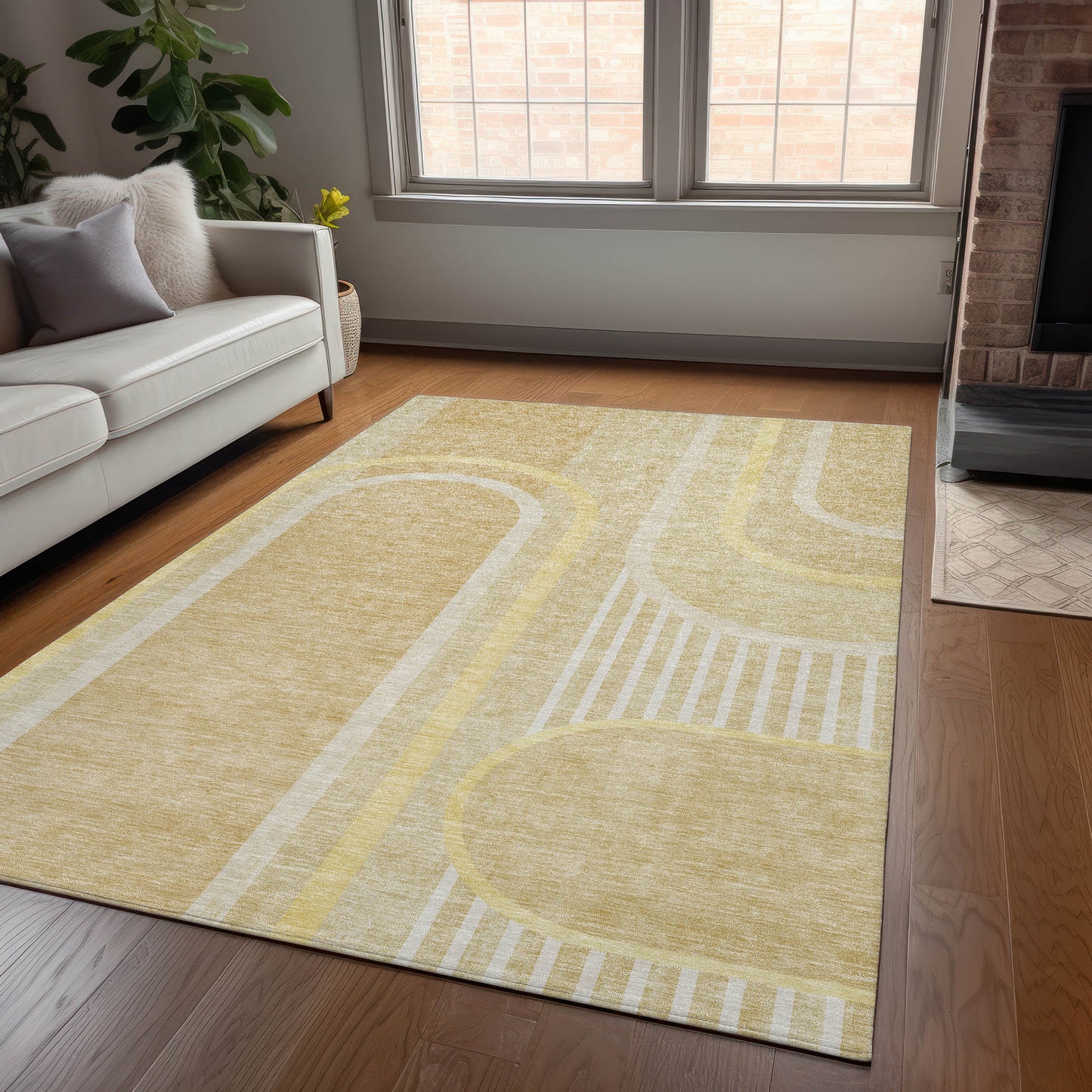 Addison Rugs Chantille 10 x 14 (ft) Beige Rectangular Indoor/Outdoor Abstract Mid-Century Modern Machine washable Area rug