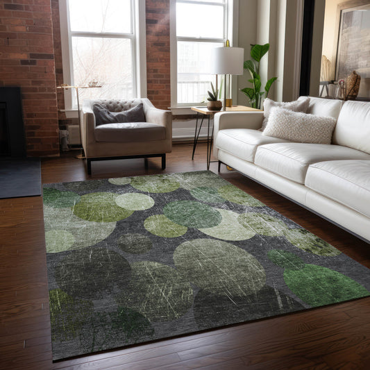 Addison Rugs Chantille ACN556GE 10 x 14 (ft) Green Rectangular Indoor/Outdoor Abstract Machine washable Area rug