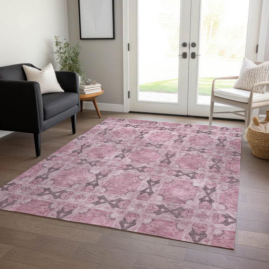 Addison Rugs Chantille ACN564PI 10 x 14 (ft) Pink Rectangular Indoor/Outdoor Machine washable Area rug
