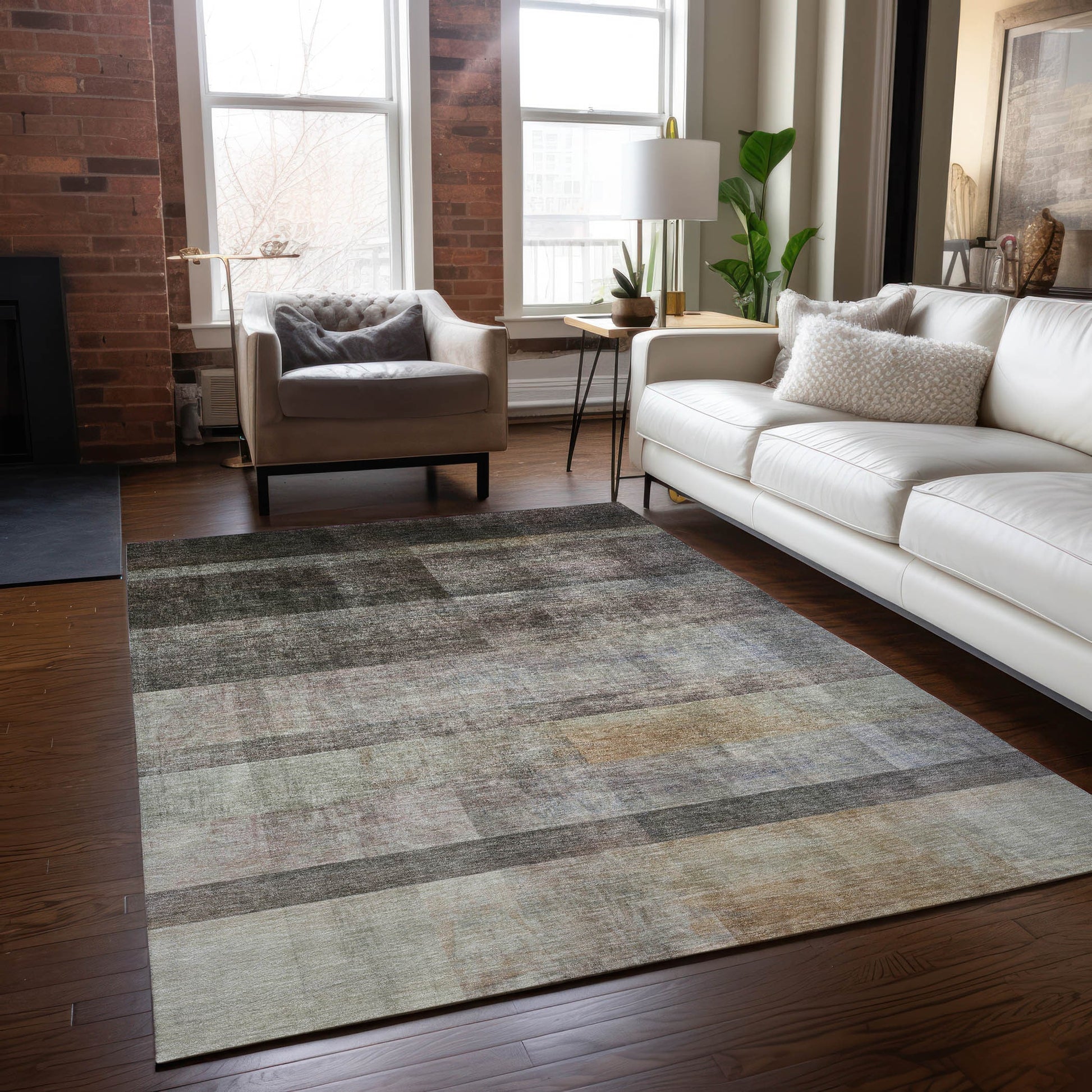 Addison Rugs Chantille ACN568BR 10 x 14 (ft) Brown Rectangular Indoor/Outdoor Geometric Machine washable Area rug