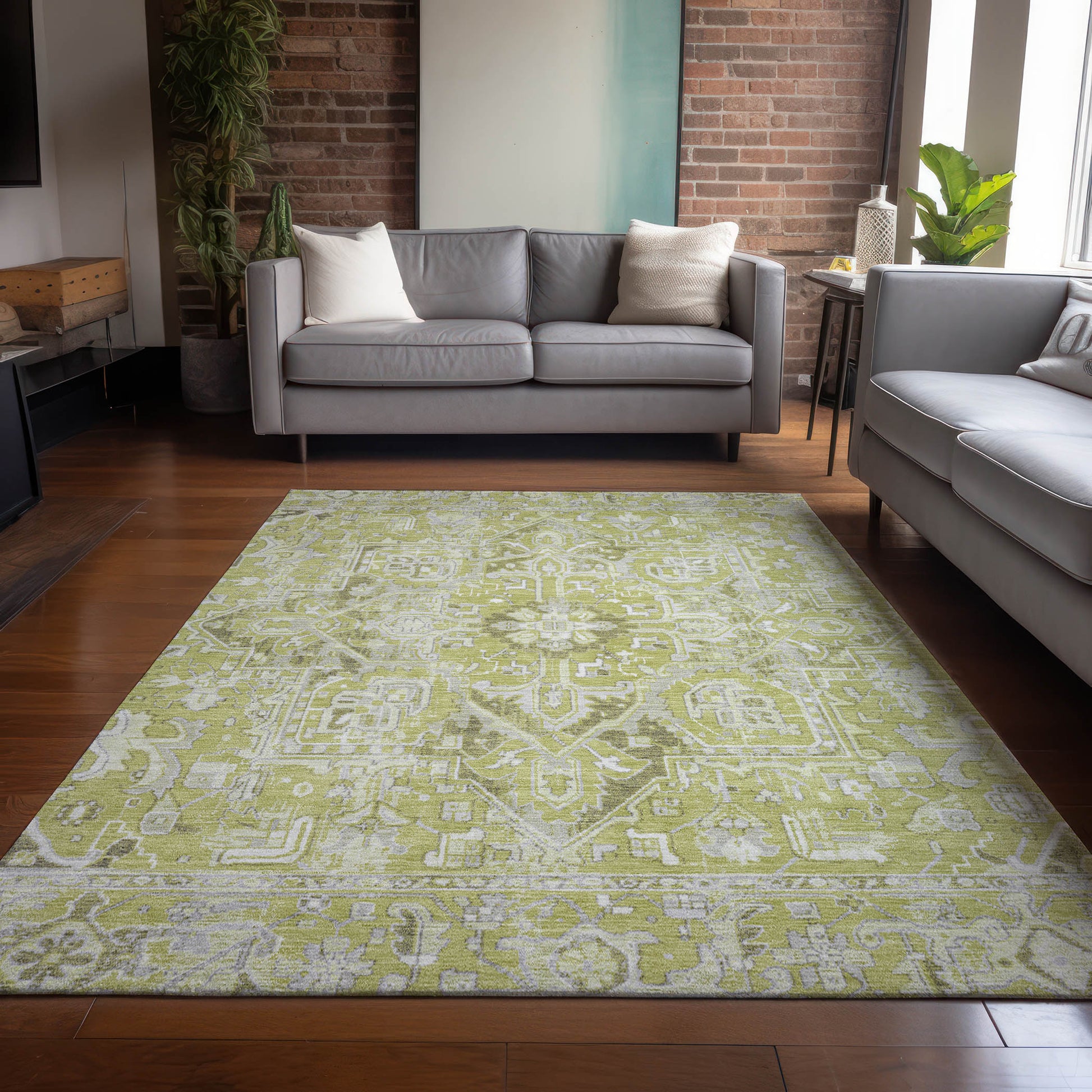 Addison Rugs Chantille ACN570AL 9 x 12 (ft) Aloe Rectangular Indoor/Outdoor Geometric Oriental Machine washable Area rug