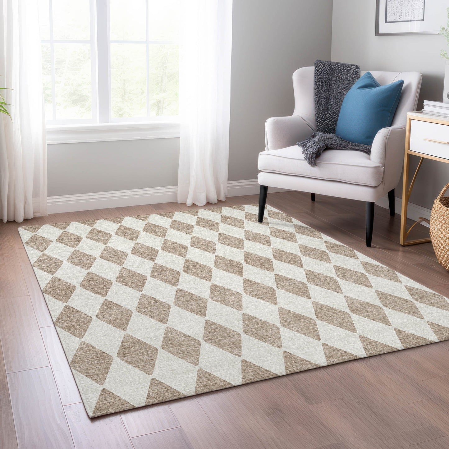Addison Rugs Chantille ACN578TP 9 x 12 (ft) Taupe Rectangular Indoor/Outdoor Geometric Moroccan Machine washable Area rug