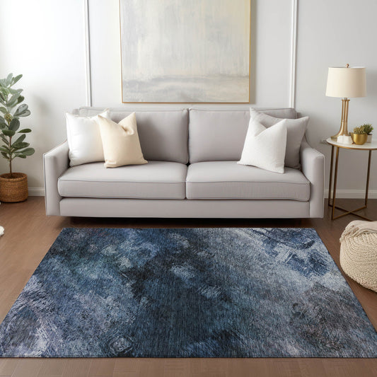 Addison Rugs Chantille ACN590BU 9 x 12 (ft) Blue Rectangular Indoor/Outdoor Abstract Machine washable Area rug