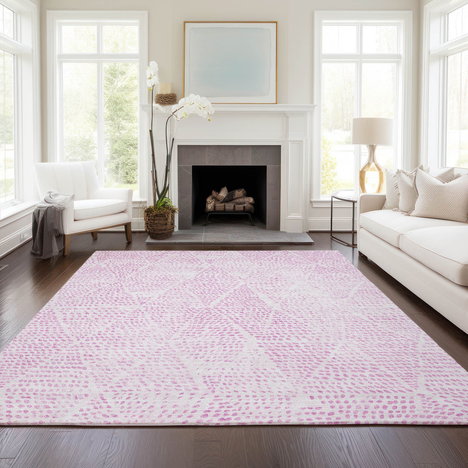 Addison Rugs Chantille ACN591PI 8 x 10 (ft) Pink Rectangular Indoor/Outdoor Geometric Machine washable Area rug