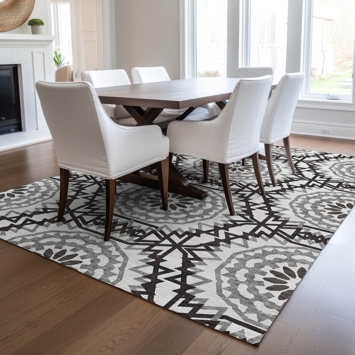 Addison Rugs Chantille ACN619WI 8 x 10 (ft) White Rectangular Indoor/Outdoor Geometric Machine washable Area rug