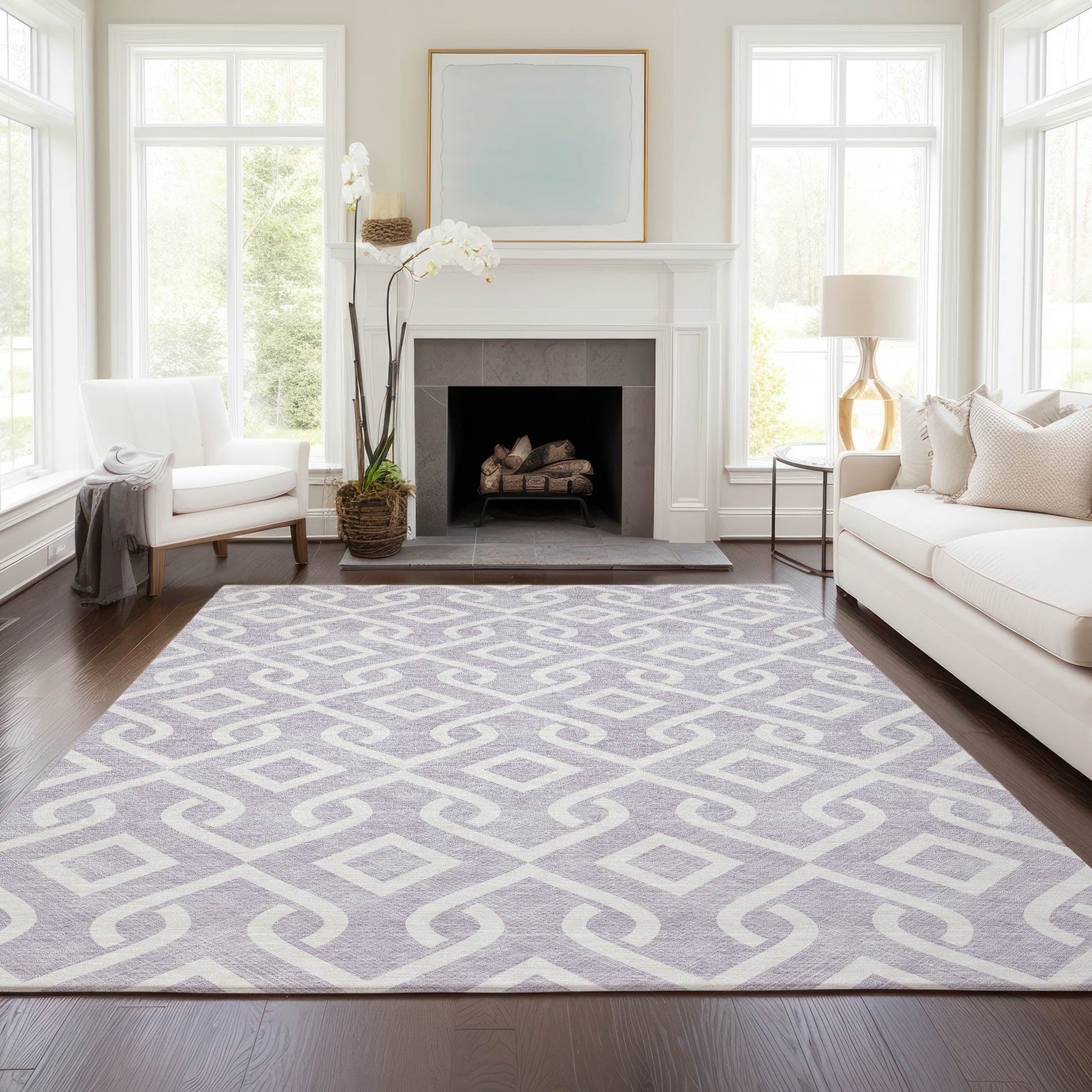 Addison Rugs Chantille ACN621LV 9 x 12 (ft) Lavender Rectangular Indoor/Outdoor Geometric Machine washable Area rug
