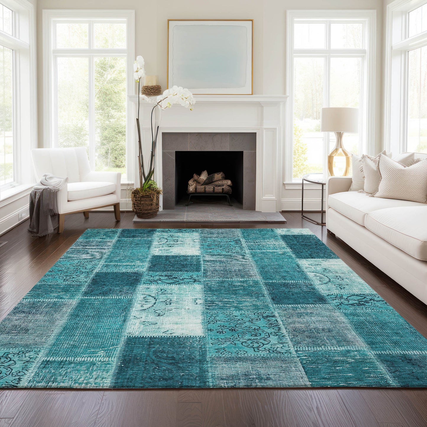 Addison Rugs Chantille ACN631TE 9 x 12 (ft) Teal Rectangular Indoor/Outdoor Geometric Machine washable Area rug