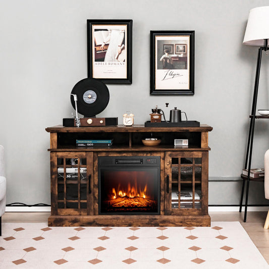 BABOOM 48-in W Brown TV Stand with Fan-forced Electric Fireplace BOM-20US-BN-CO