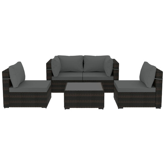 UPHA 5 -Piece Wicker 4 Patio Sofa Conversation Set with Gray Cushions