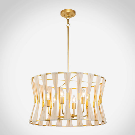 Rennnsan Austin 6 -Light Off-white Bohemian/global Drum Large Hanging Pendant light