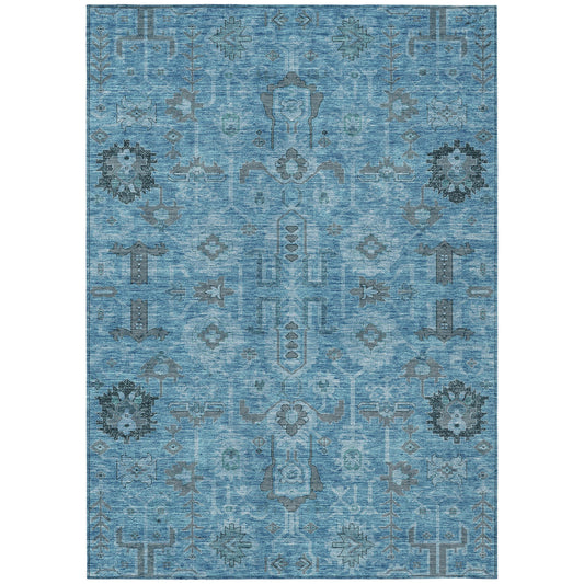 Addison Rugs Chantille ACN697BU 8 x 10 (ft) Blue Rectangular Indoor/Outdoor Geometric Machine washable Area rug