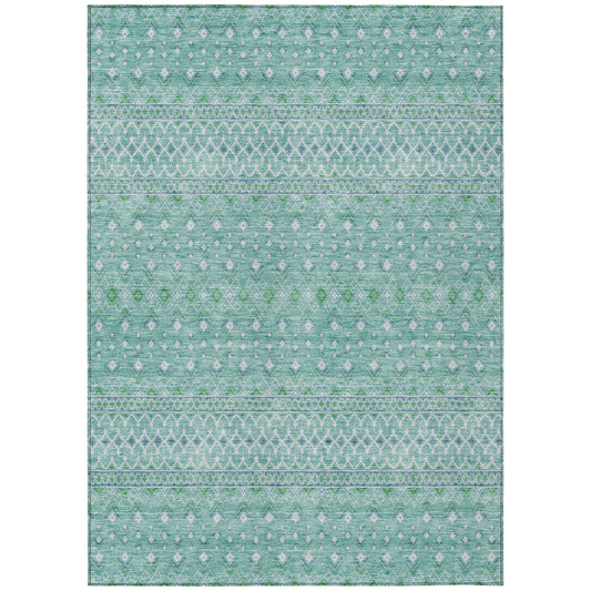 Addison Rugs Chantille ACN709AQ 8 x 10 (ft) Aqua Rectangular Indoor/Outdoor Geometric Machine washable Area rug