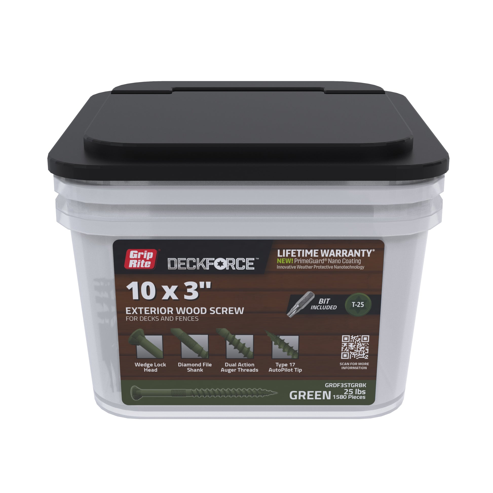 DeckForce by Grip Rite #10 x 3-in Wood To Wood Deck Screws (632-Per Box) GRDF3STGRBK