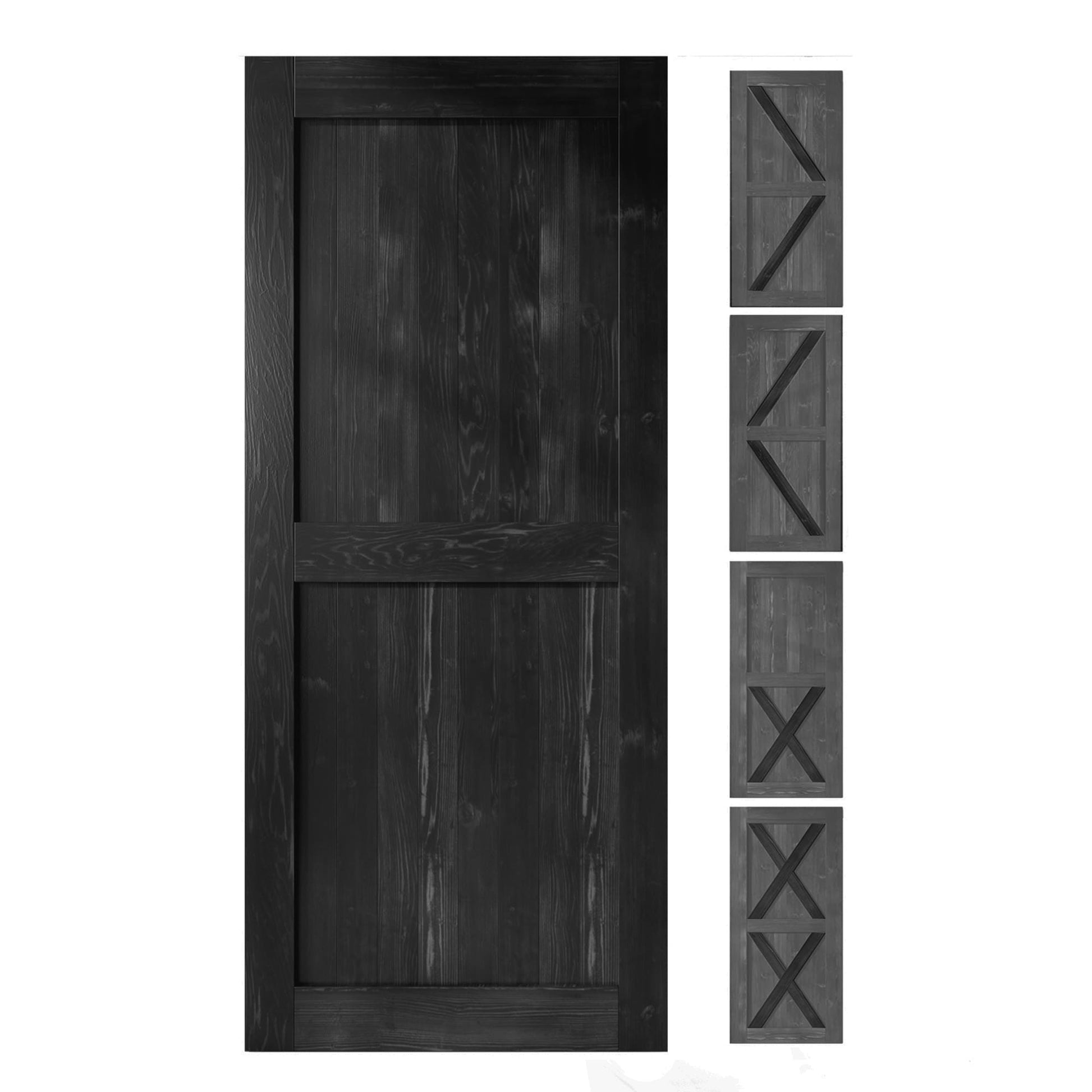 HOMACER 46-in x 80-in Black Prefinished Pine Wood Solid core Single Barn Door (Hardware Not Included)