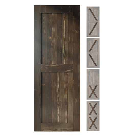 HOMACER 40-in x 80-in Ebony Pine Wood Solid core Single Barn Door (Hardware Not Included)