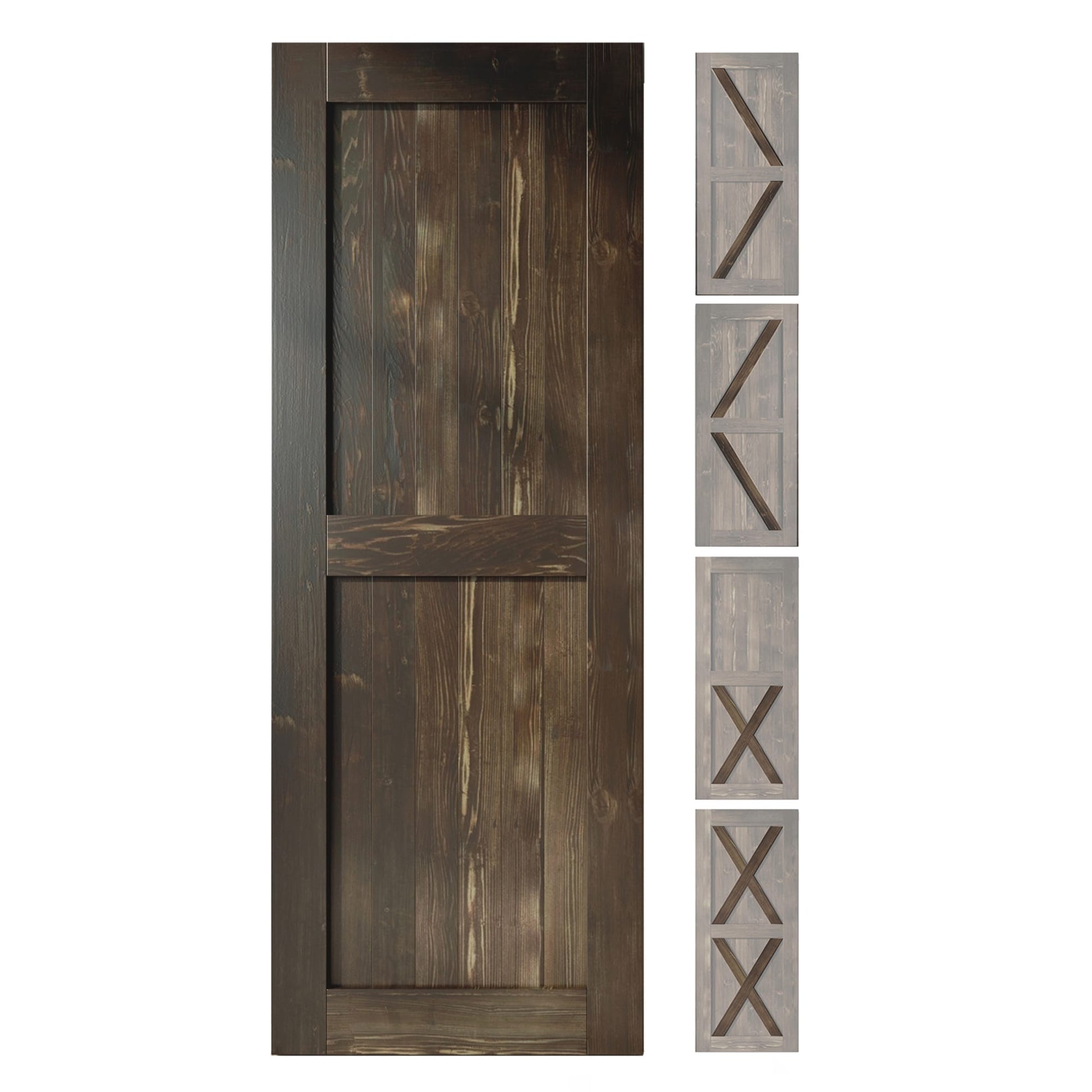 HOMACER 36-in x 80-in Ebony Pine Wood Solid core Single Barn Door (Hardware Not Included)