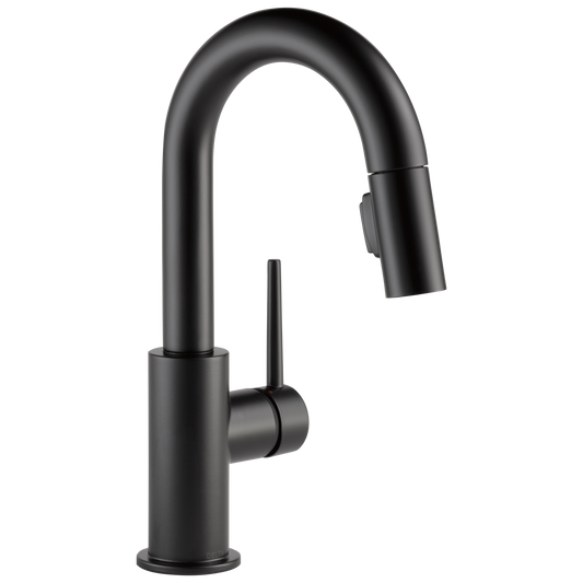 Delta Trinsic Matte Black Single Handle Deck-mount Bar and Prep Kitchen Faucet with Sprayer