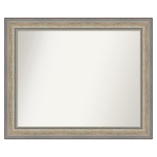 Amanti Art Fleur Silver Frame 33.25-Inches W x 27.25-Inches H Rectangle Fleur Champagne Silver Framed Wall Mirror
