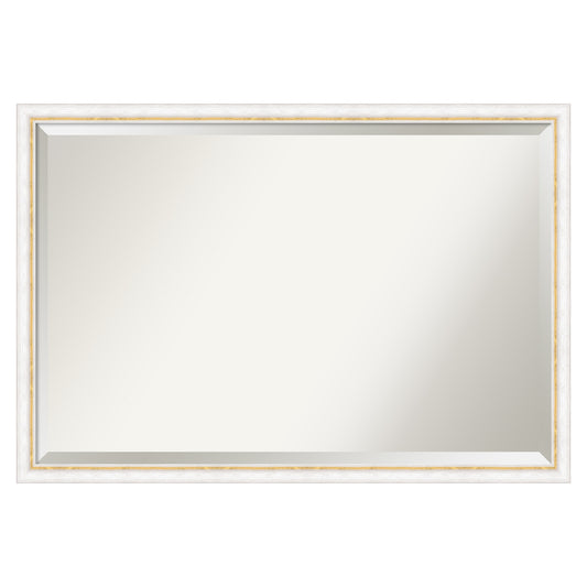 Amanti Art Morgan White Gold Frame 38-Inches W x 26-Inches H Rectangle Salon Scoop Silver Framed Wall Mirror