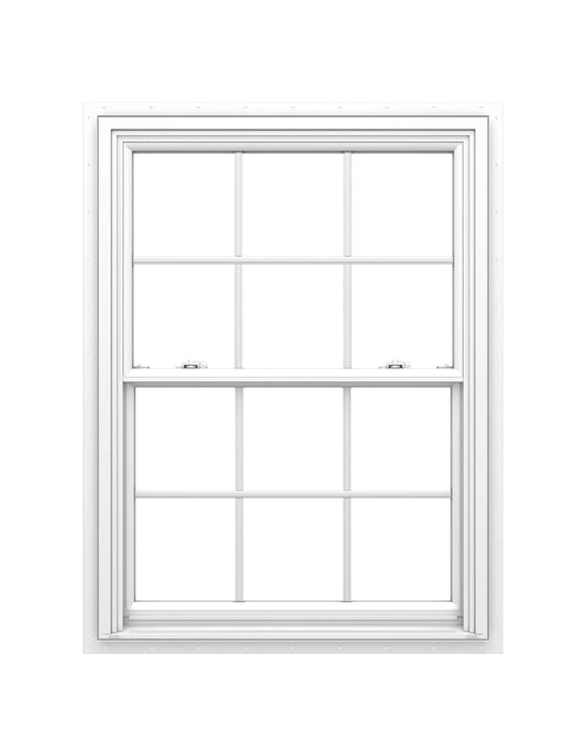 Pella 150 Series 35-1/2-in x 45-1/2-in White White Vinyl New construction Double Hung Window Low-E argon Double Pane Glass with Grids (Full Screen Included)