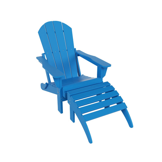 Westin Furniture Laguna Pacific Blue HDPE Frame Stationary Adirondack Chair with Slat Seat