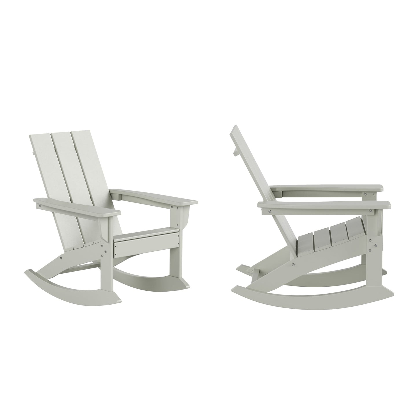 Westin Furniture Shoreside Set of 2 Sand HDPE Frame Rocking Chair with Slat Seat