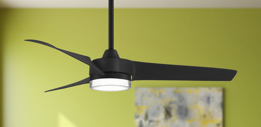 Minka Aire Veer 56-in Black Integrated LED Indoor Smart Ceiling Fan with Light and Remote (3-Blade) F692L-CL