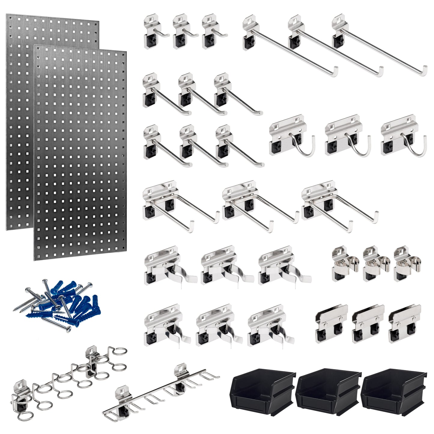 LocBoard 38 -Piece Steel Pegboard in Stainless steel 18-in W x 36-in H