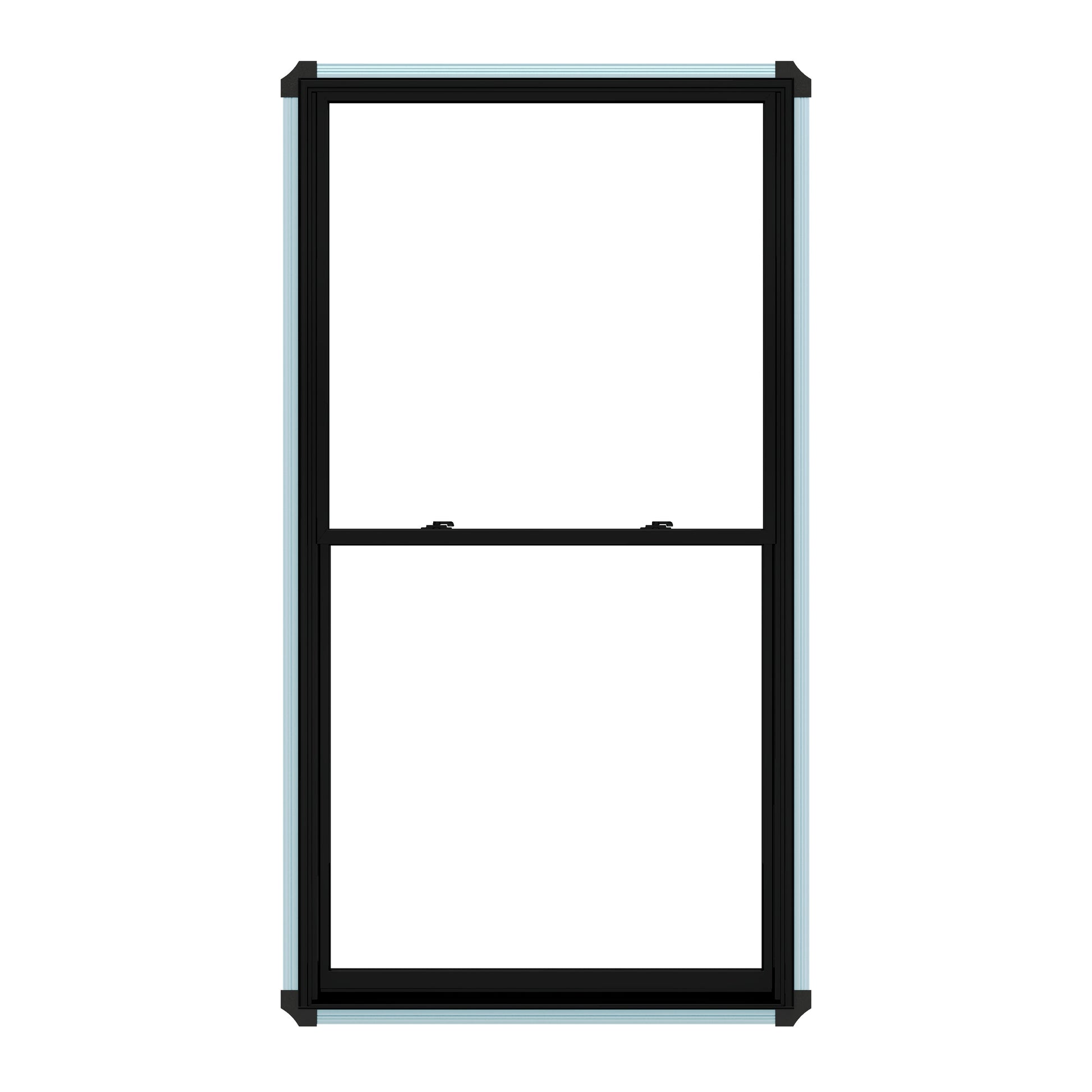 Pella Lifestyle 35-1/2-in x 37-1/2-in Black White Wood New construction Double Hung Window Low-E argon Double Pane Glass