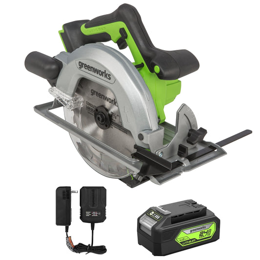 Greenworks 24-volt 7-1/4-in Brushless Cordless Circular Saw Kit (1-Battery & Charger Included) 1502902