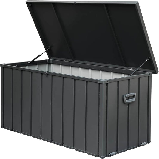 EXTRAUP Deck Storage Box 100-Gallon Dark Gray Metal Deck Box