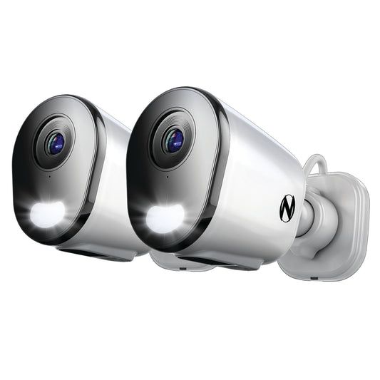 Night Owl FWIP4 Indoor/Outdoor 2-Camera 2K Plug Spotlight Micro Sd Security Camera System CAM-2PK-FWIP4L