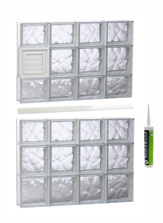 REDI2SET Wavy Glass 31-in x 40-1/2-in Frameless Replacement Dryer vent Glass Block Window