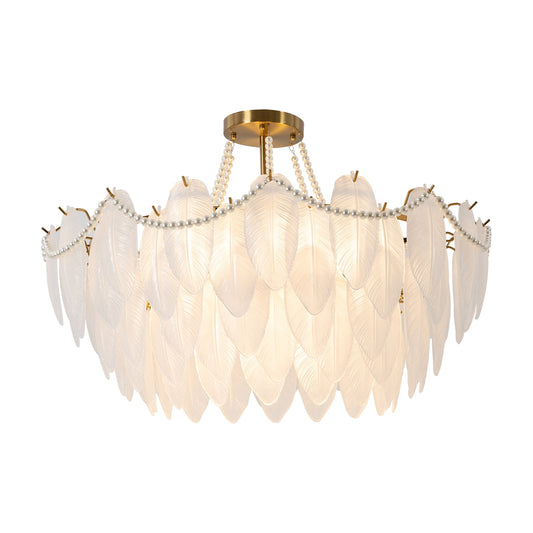Oukaning 12 -Light White French country/cottage Bare bulb For Use in Bedrooms, Dining Rooms, Foyers, Kitchens, Living Rooms Chandelier