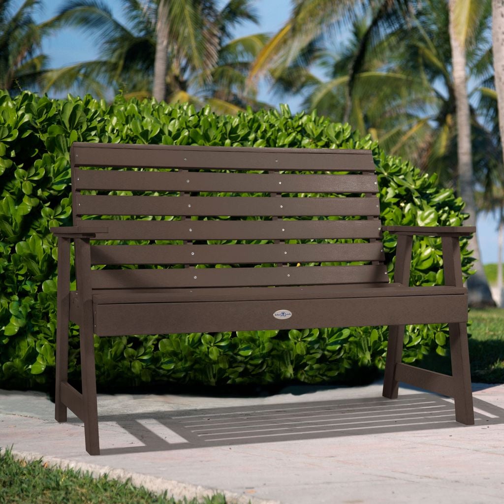 highwood The Riverside 50.1-in W x 36-in H Mangrove Brown Plastic Garden Bench